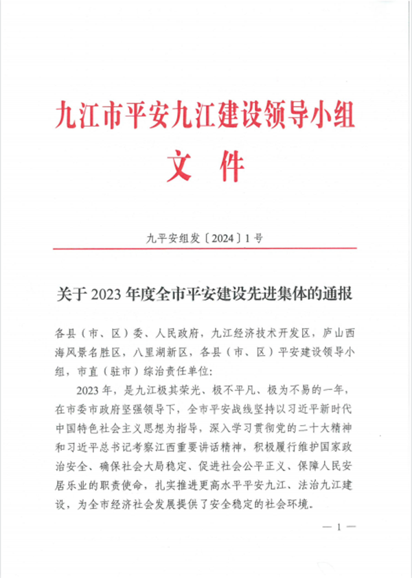 喜报！！市超凡国际官网发展集团有限公司荣获2023年度全市安然建设先进集体！！